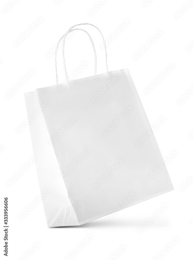 Paper shopping bag on white background