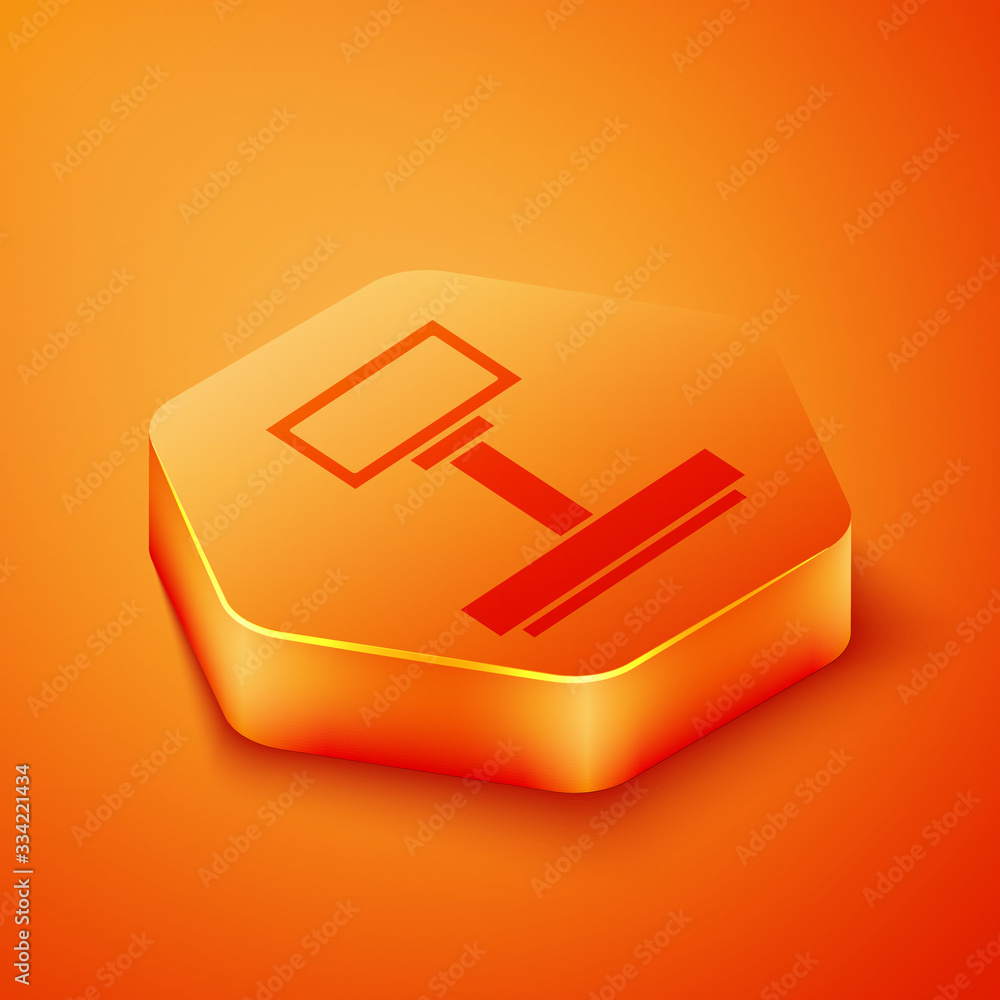 Isometric Scale icon isolated on orange background. Logistic and delivery. Weight of delivery packag