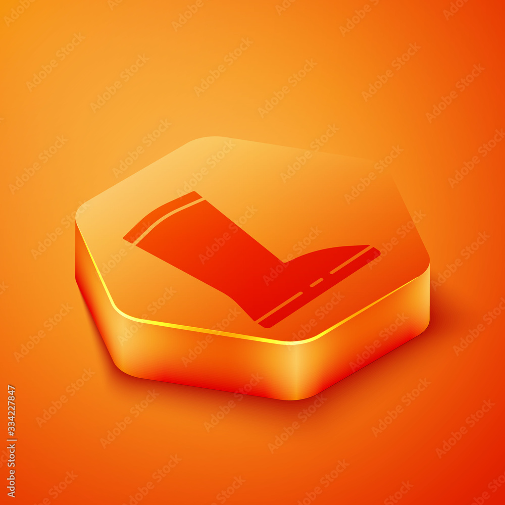 Isometric Waterproof rubber boot icon isolated on orange background. Gumboots for rainy weather, fis