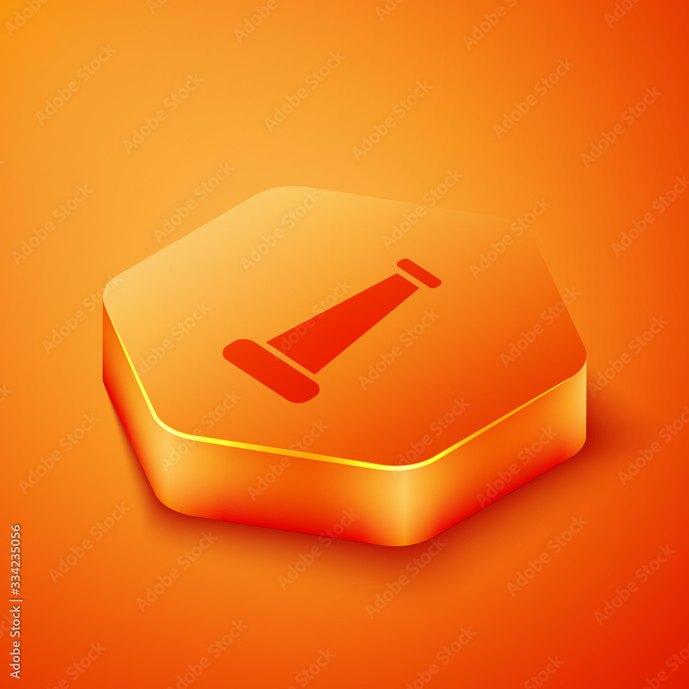 Isometric Industry metallic pipe icon isolated on orange background. Plumbing pipeline parts of diff