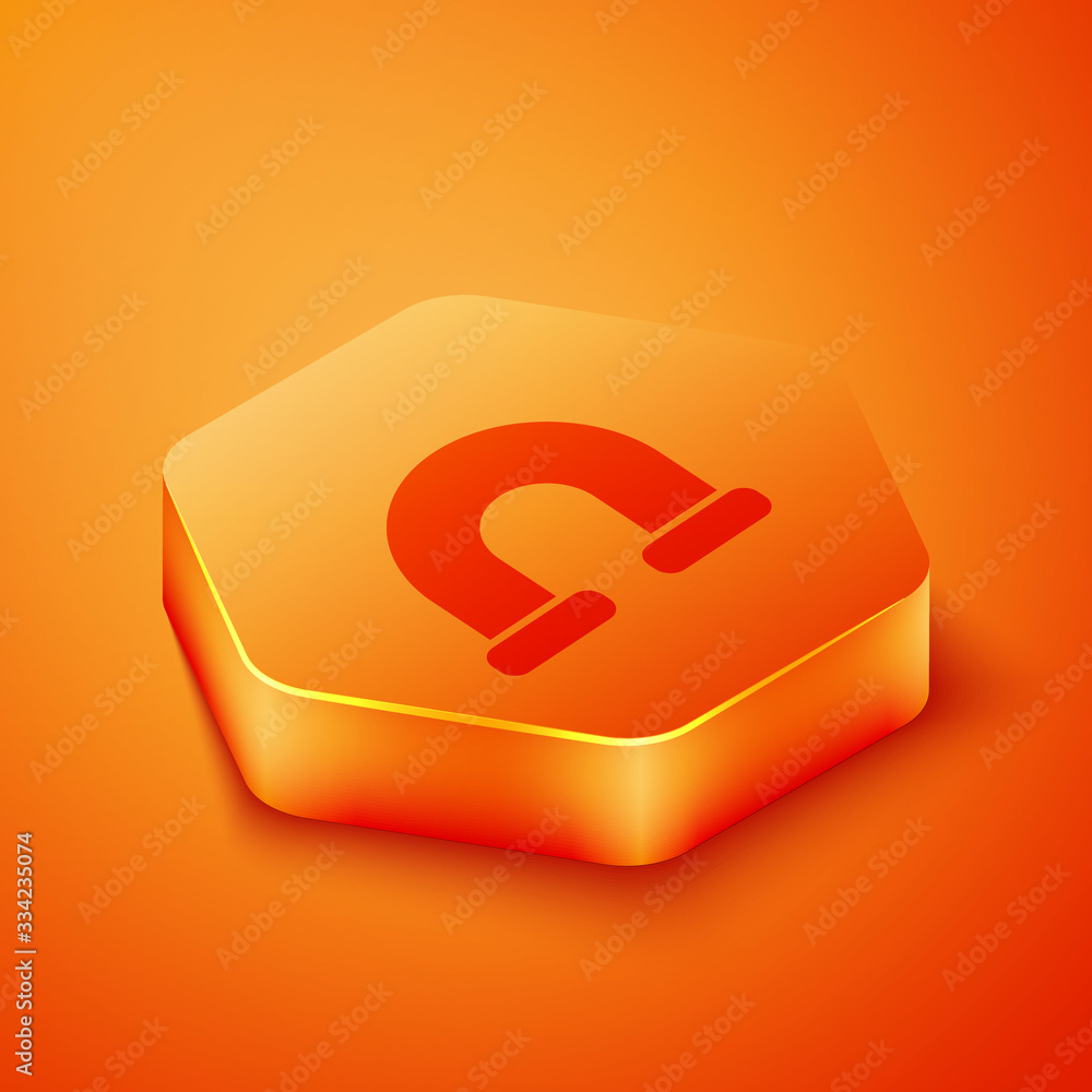 Isometric Industry metallic pipe icon isolated on orange background. Plumbing pipeline parts of diff