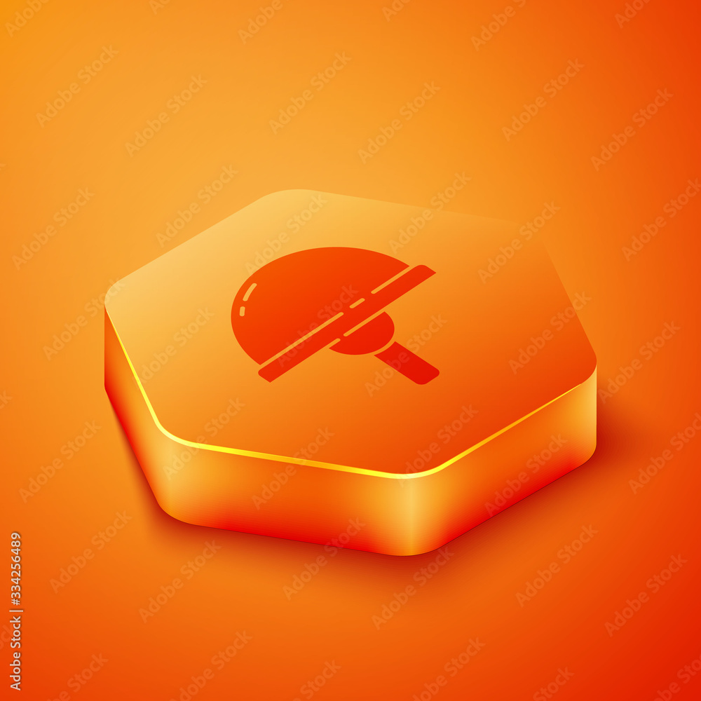 Isometric Light emitting diode icon isolated on orange background. Semiconductor diode electrical co