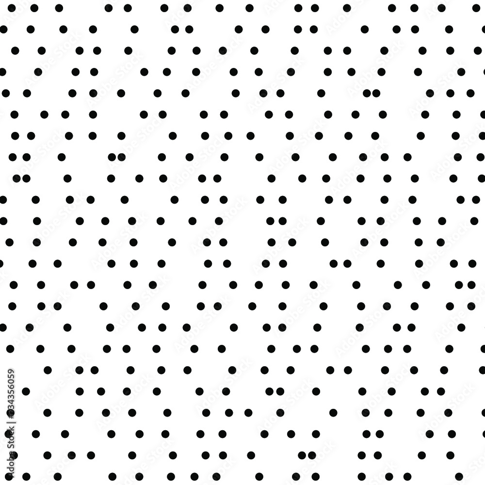 Random scattered dots, abstract black and white background. Seamless vector pattern. Black and white