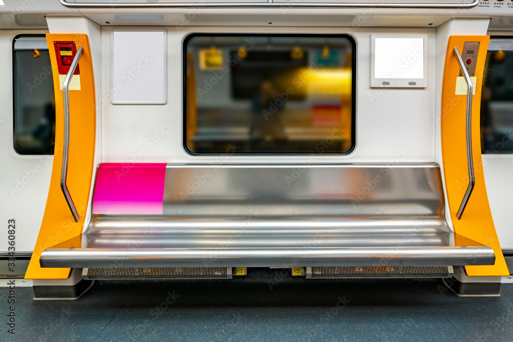 No one inside the subway car..