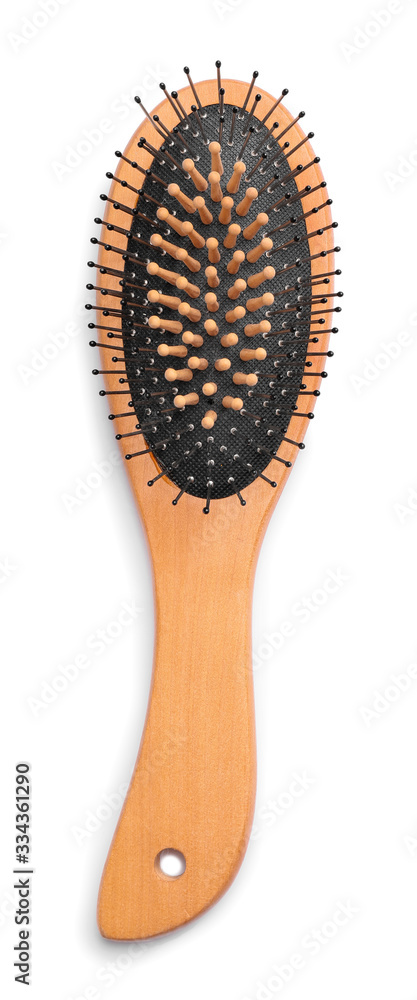 Hair brush on white background