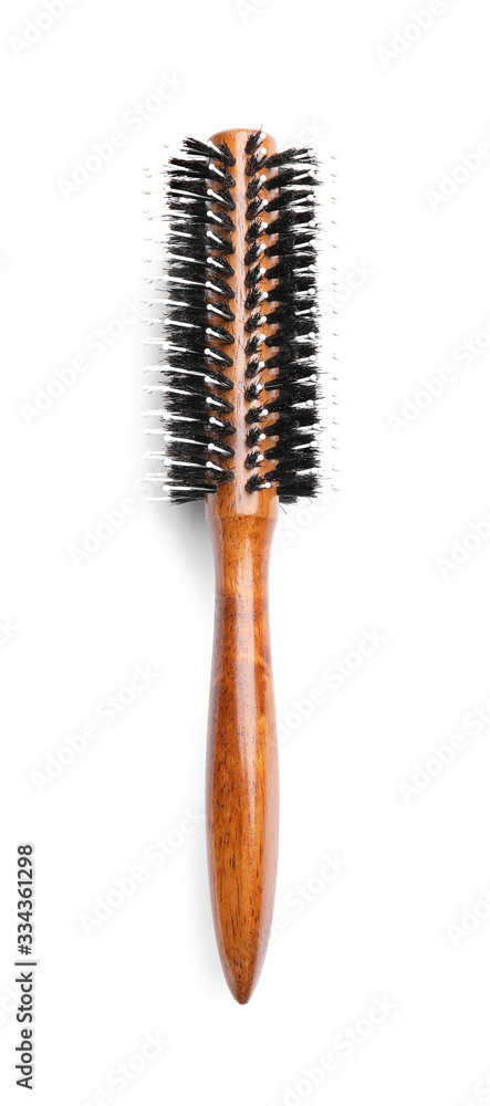 Hair brush on white background