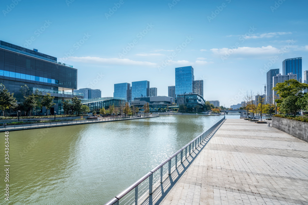 Skyline of urban architectural landscape in Ningbo business district..