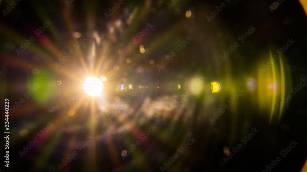 Abstract Natural Sun flare on the black