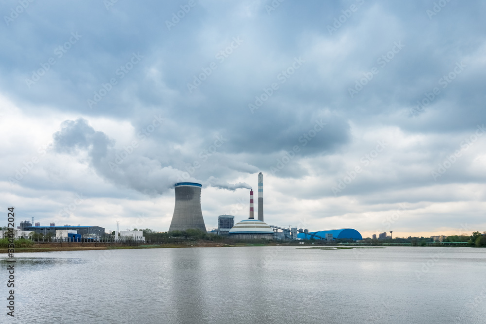 power station in cloudy