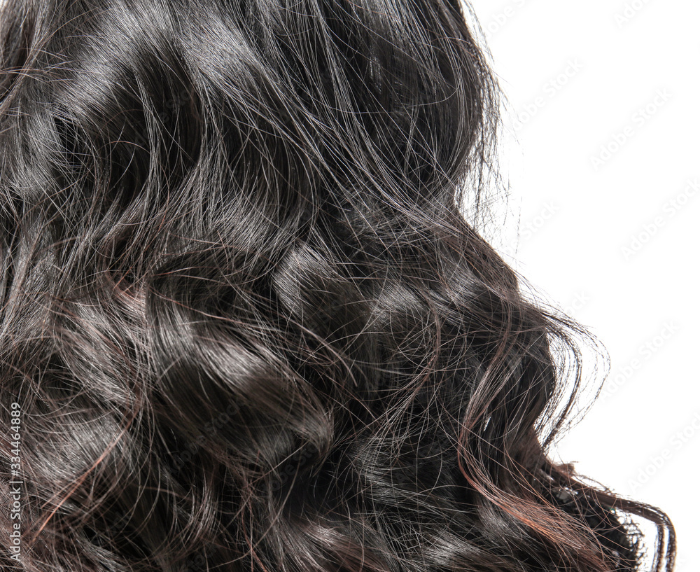 Young woman with beautiful hair on white background