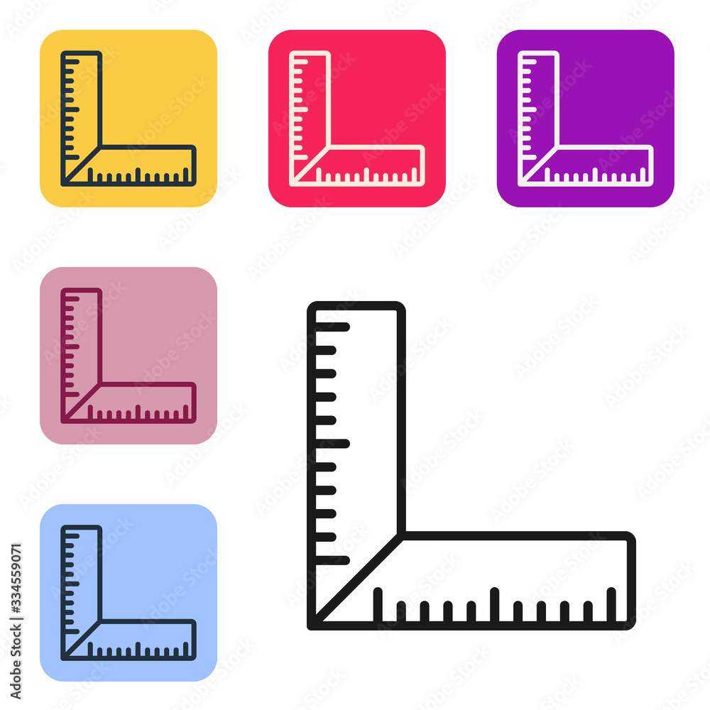 黑色线条角尺图标隔离在白色背景上。Setsquare，角尺，木工，measure