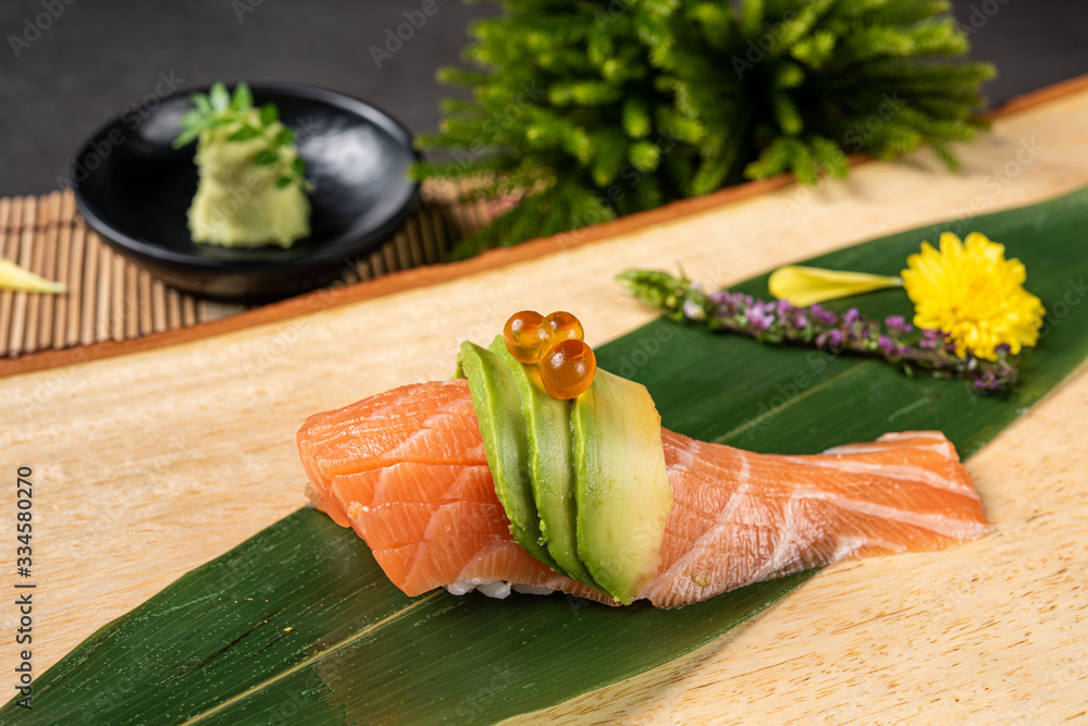 Japanese sushi with decorated