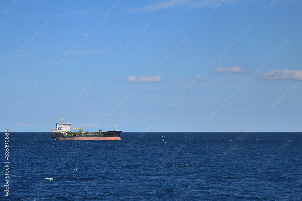 Providence oil tanker at sea horizon