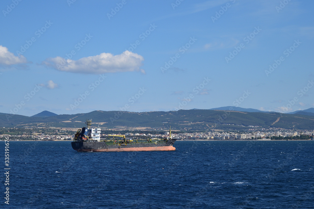 Providence oil tanker at sea horizon