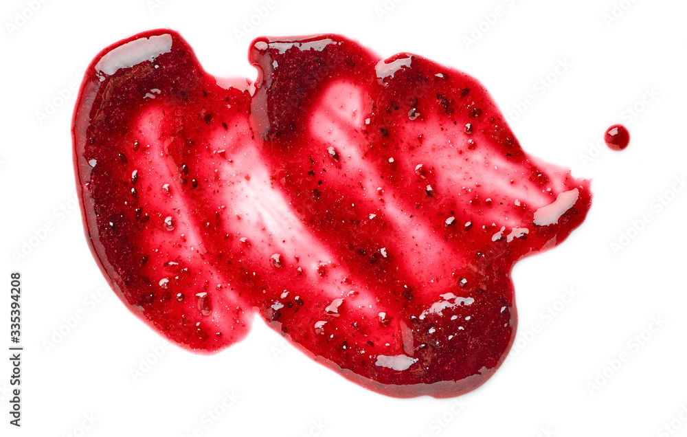 blackcurrant jam on white background