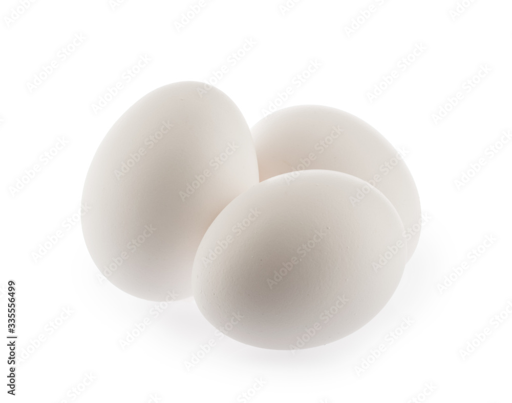 chicken eggs isolated on white background with clipping path