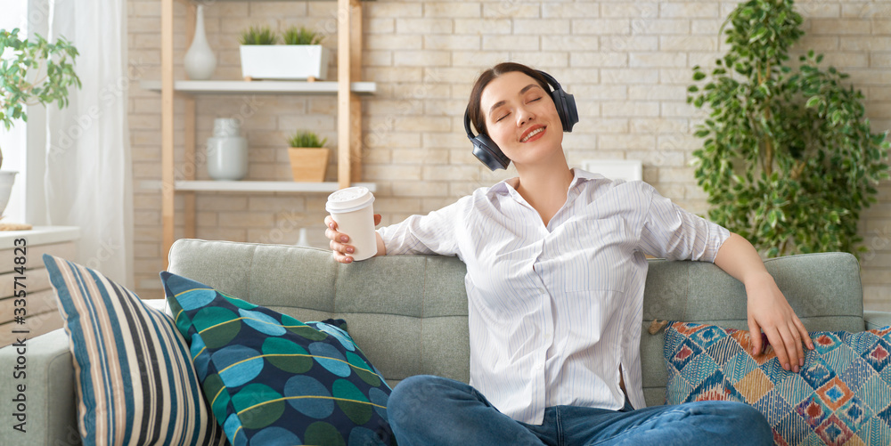 woman listening to music