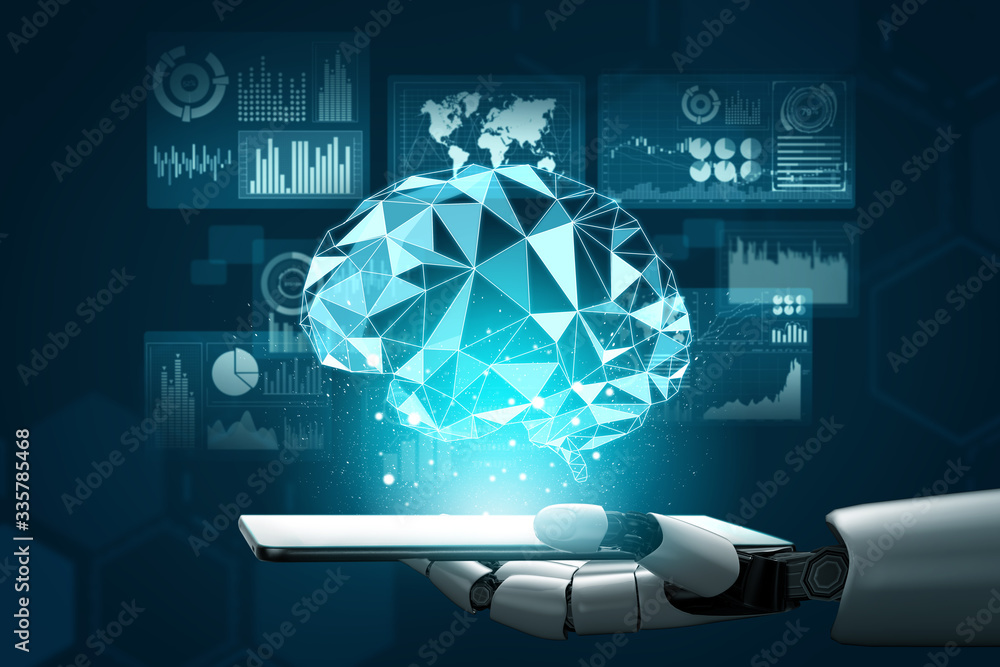 3D渲染未来机器人技术开发、人工智能AI和机器学习