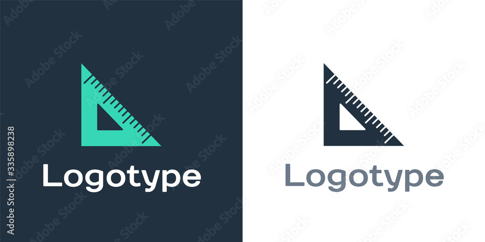 Logotype Triangular ruler icon isolated on white background. Straightedge symbol. Geometric symbol. 