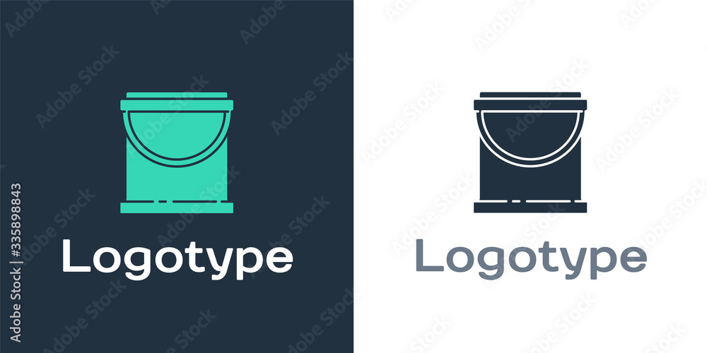 Logotype Paint bucket icon isolated on white background. Logo design template element. Vector Illust