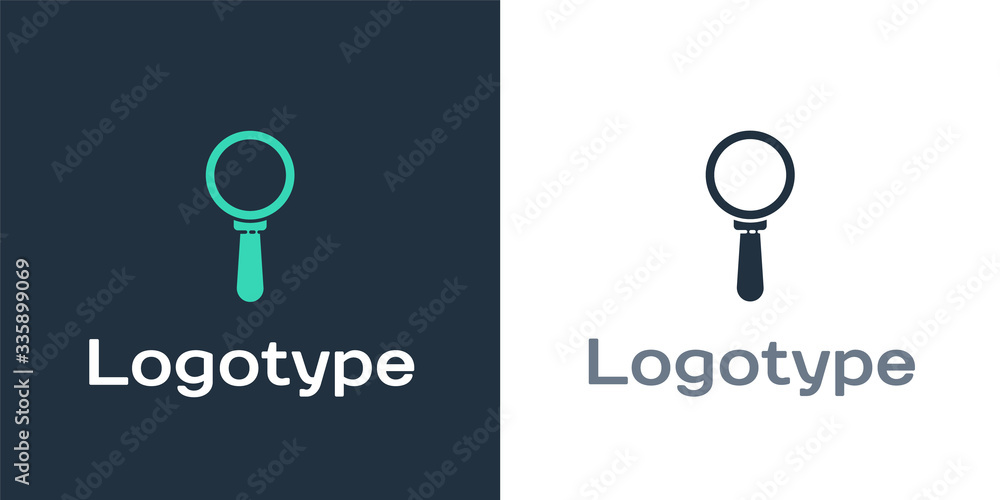 Logotype Magnifying glass icon isolated on white background. Search, focus, zoom, business symbol. L