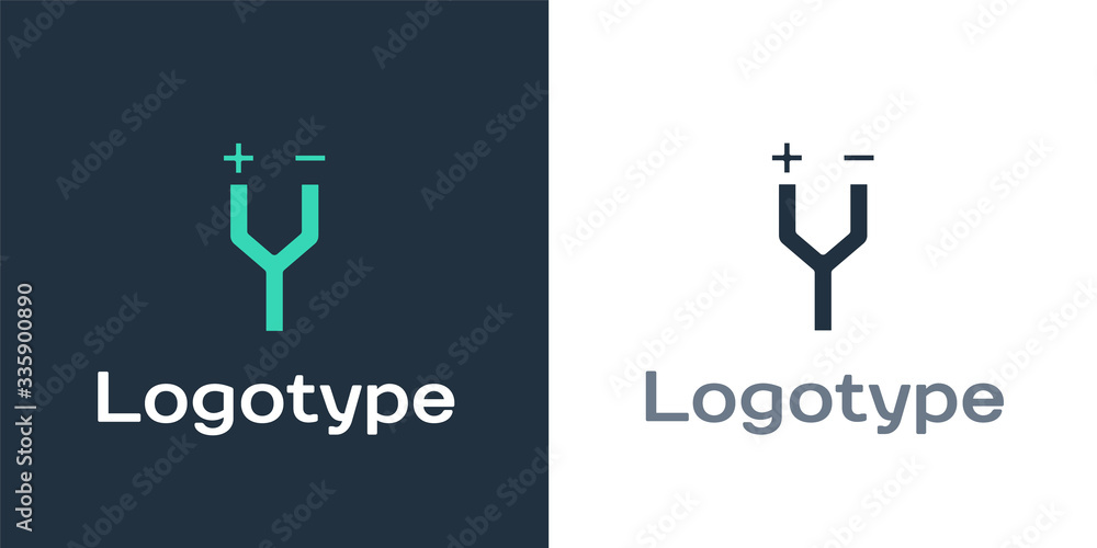 Logotype Electric cable icon isolated on white background. Logo design template element. Vector Illu