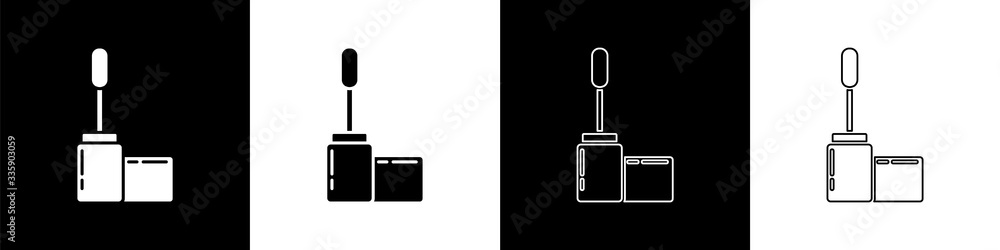 Set Mascara brush icon isolated on black and white background. Vector Illustration