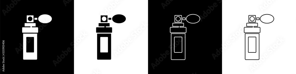 Set Perfume icon isolated on black and white background. Vector Illustration