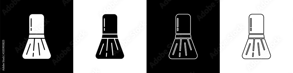 将化妆刷图标隔离在黑白背景上。矢量图