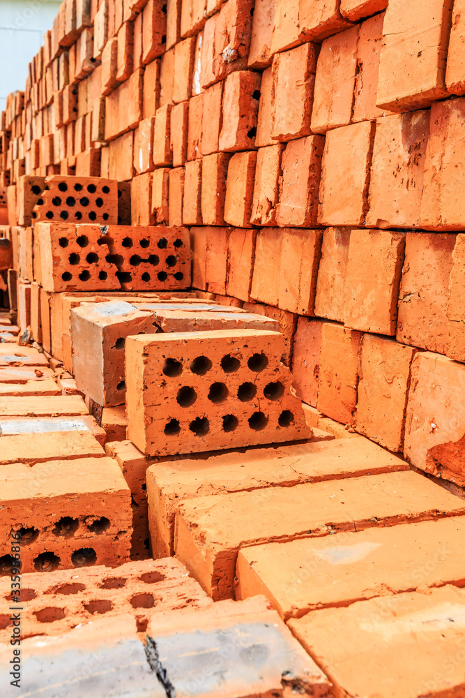 Yellow brick wall background texture.