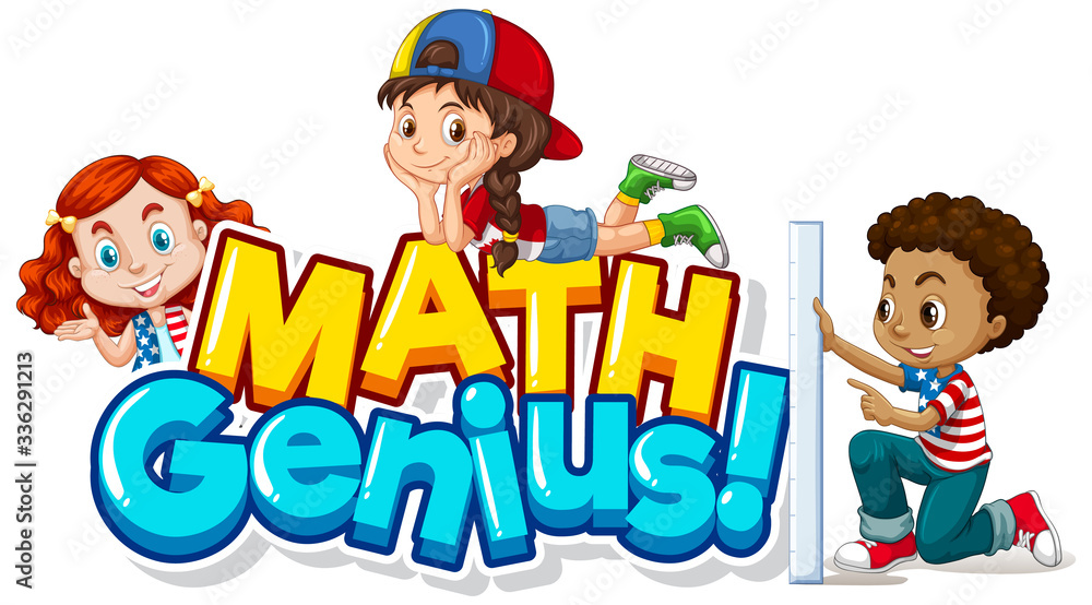 Font design for math genius with happy children