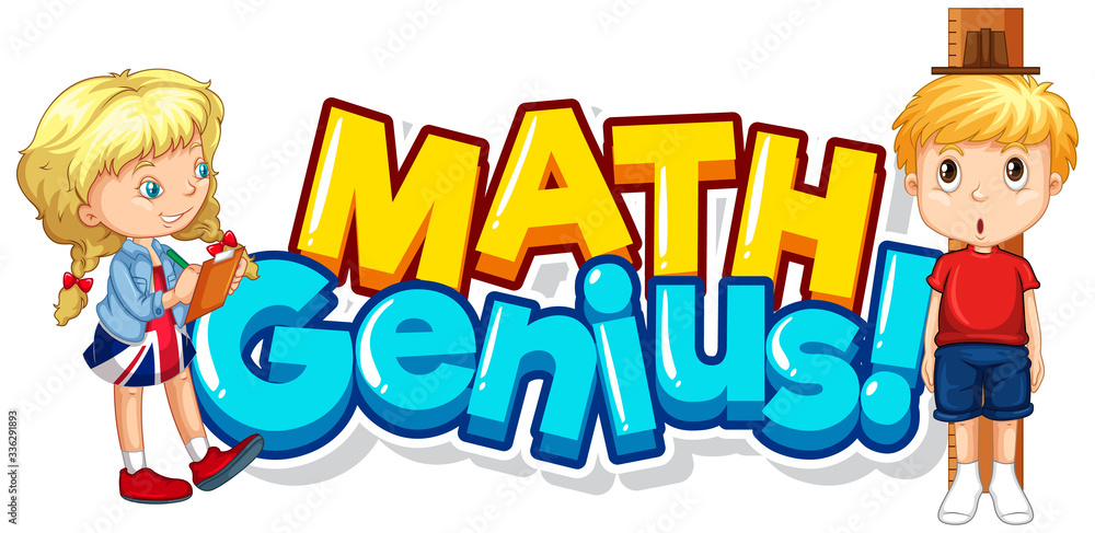 Font design for word math genius with two students