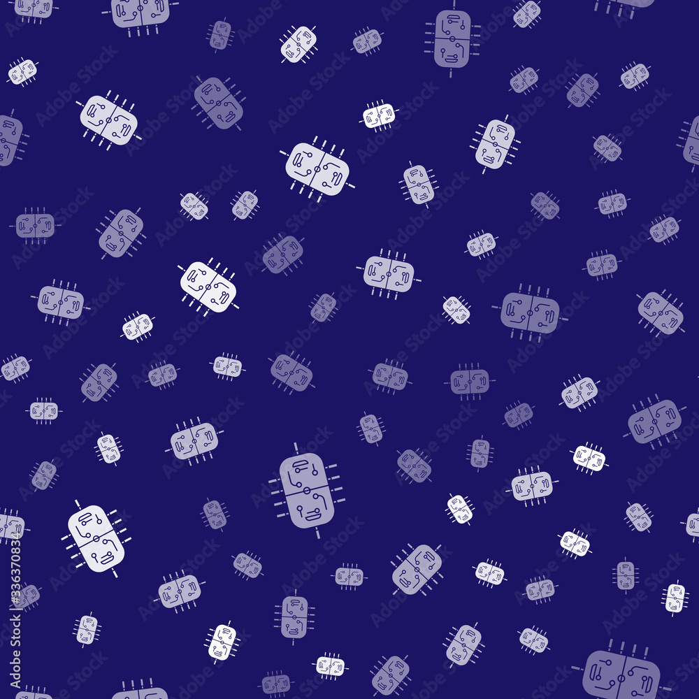 White Hockey table icon isolated seamless pattern on blue background. Vector Illustration