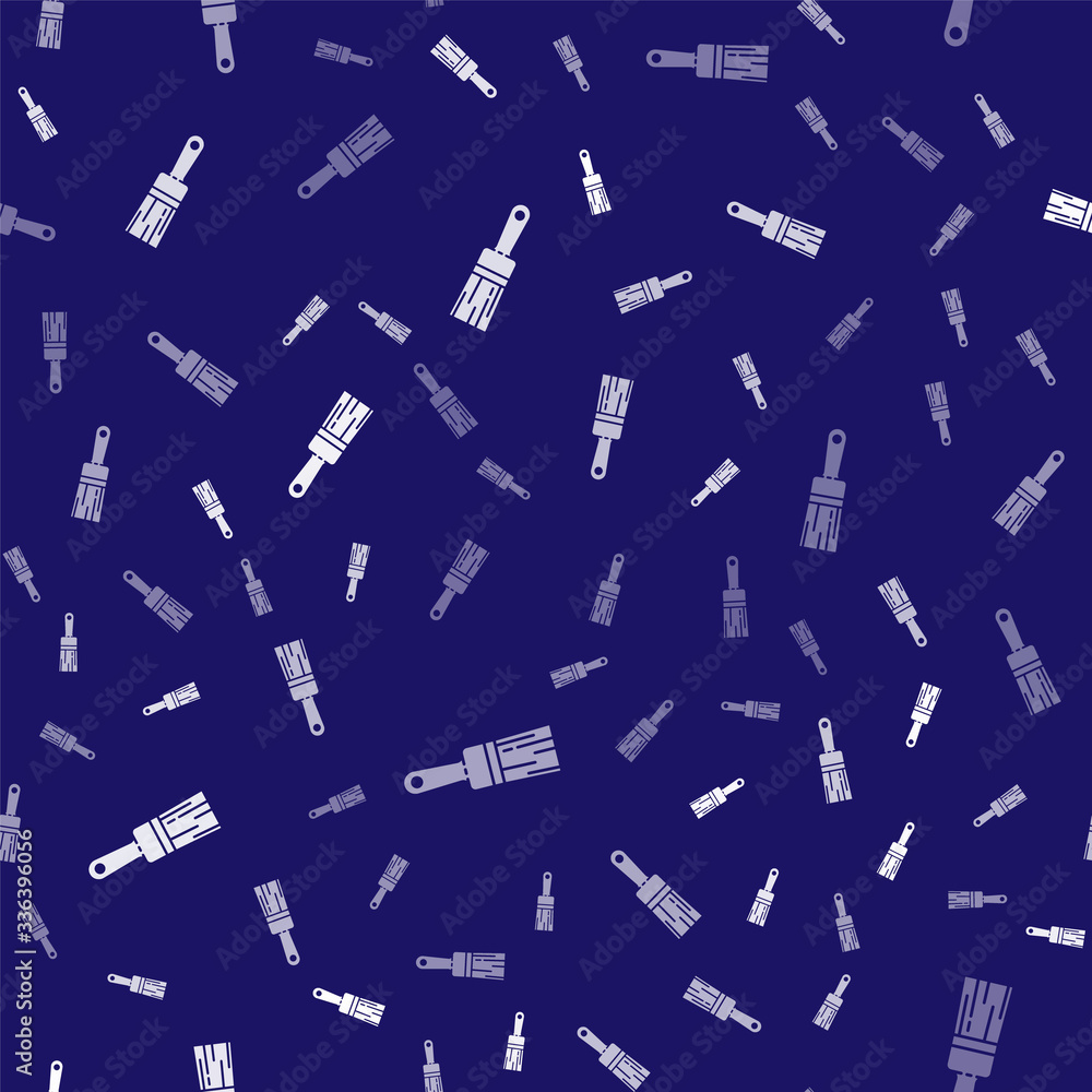 White Paint brush icon isolated seamless pattern on blue background. Vector Illustration