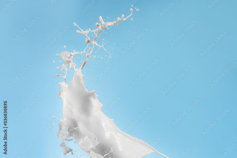 Splash of milk on color background