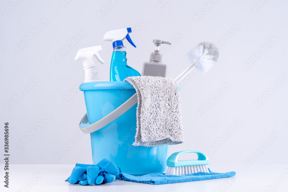 Cleaning product tool equipments, concept of housekeeping, professional clean service, housework kit