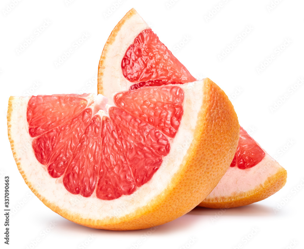 Grapefruit fruit. Grapefruit slice isolated on white background. Grapefruit with clipping path.