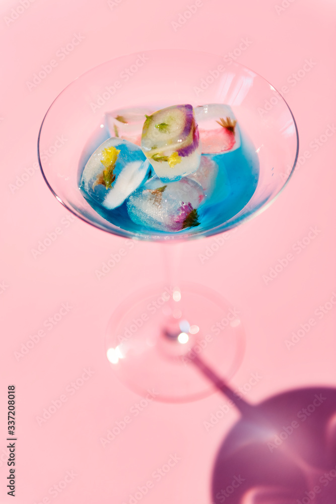 Closeup of decorated cocktail summer drink