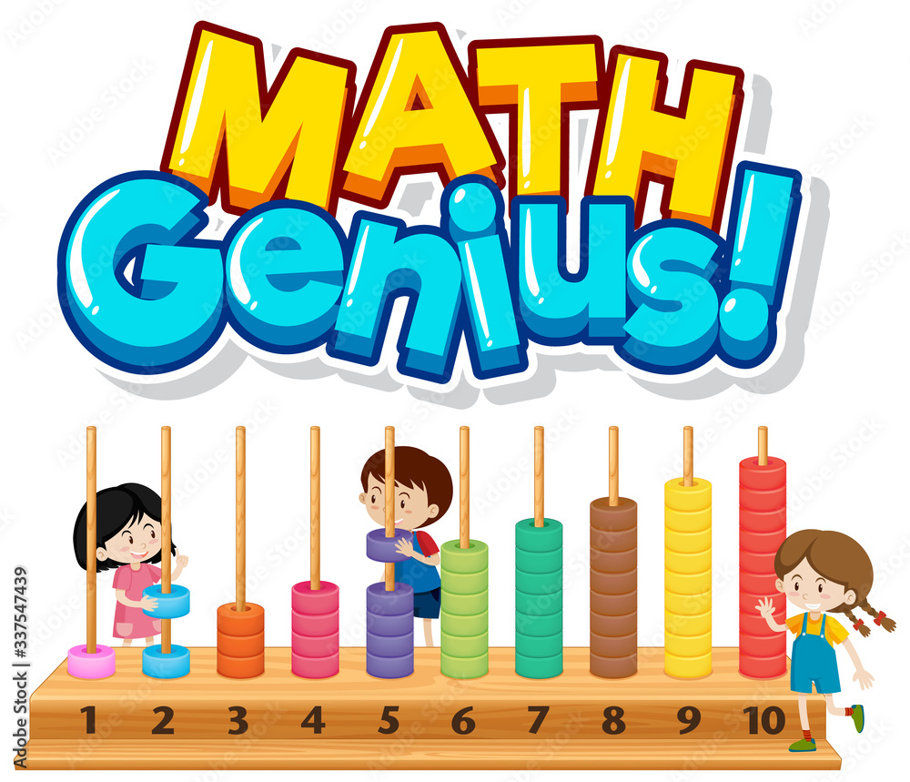 Font design for math genius with children and numbers