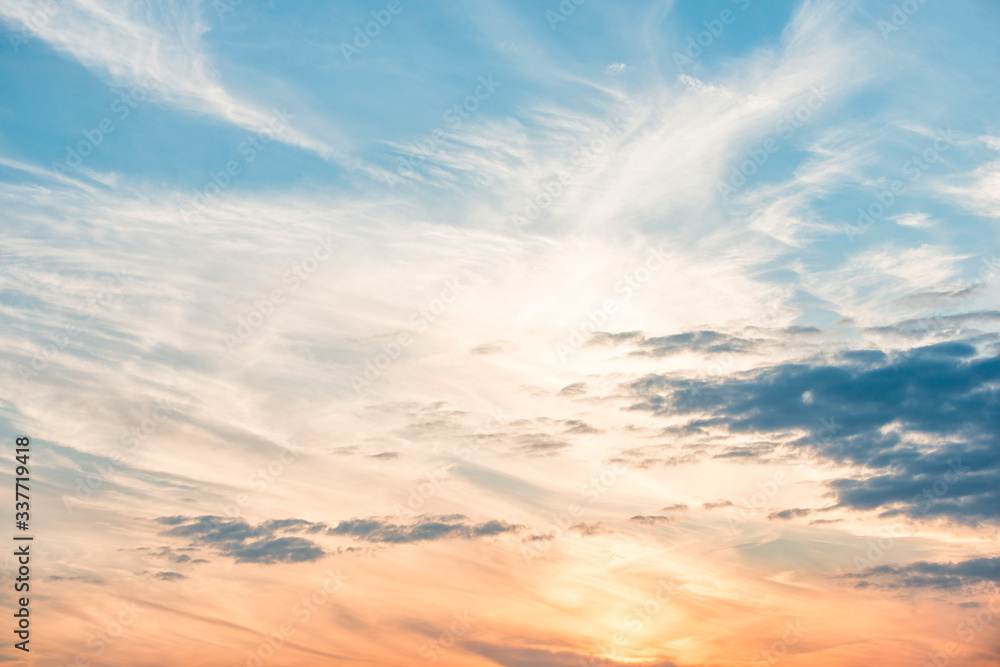 Sky with clouds of the setting sun.