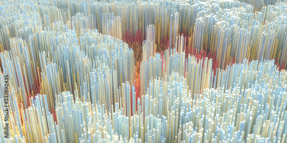 High density pixel cubes landscape, 3d rendering.