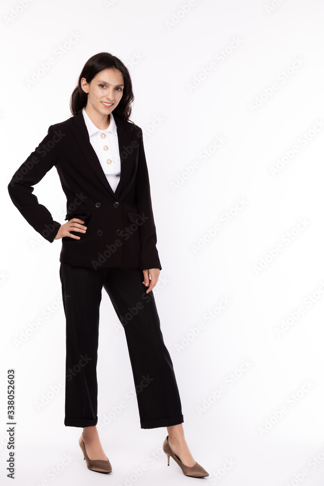 Portrait successful young businesswoman. Confident business professional female smiling in smart sui