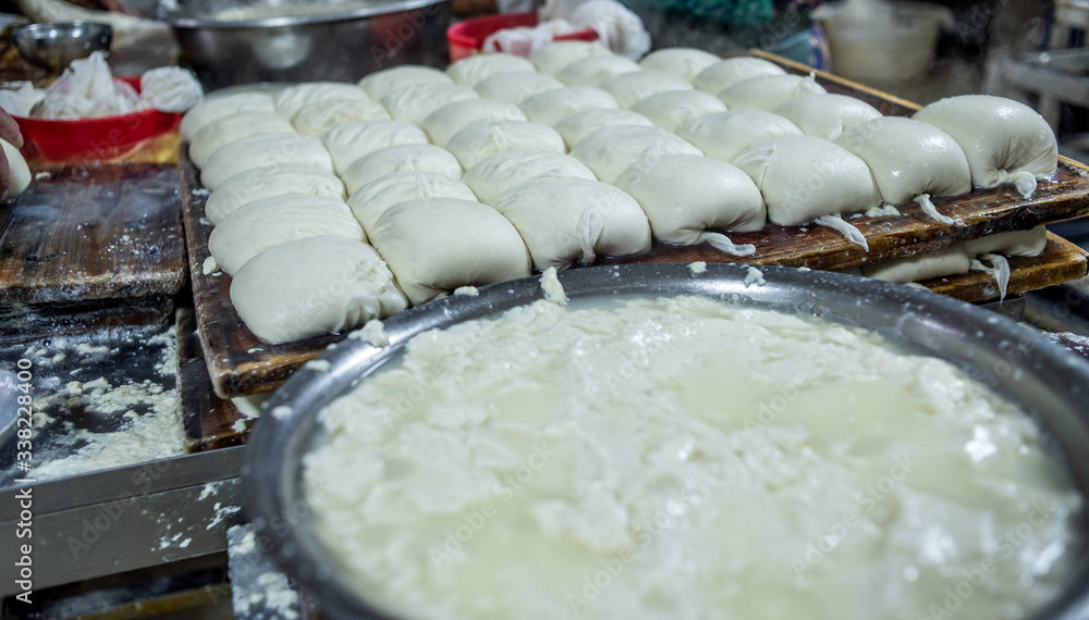 Hand-wrapped tofu in Tofu Workshop