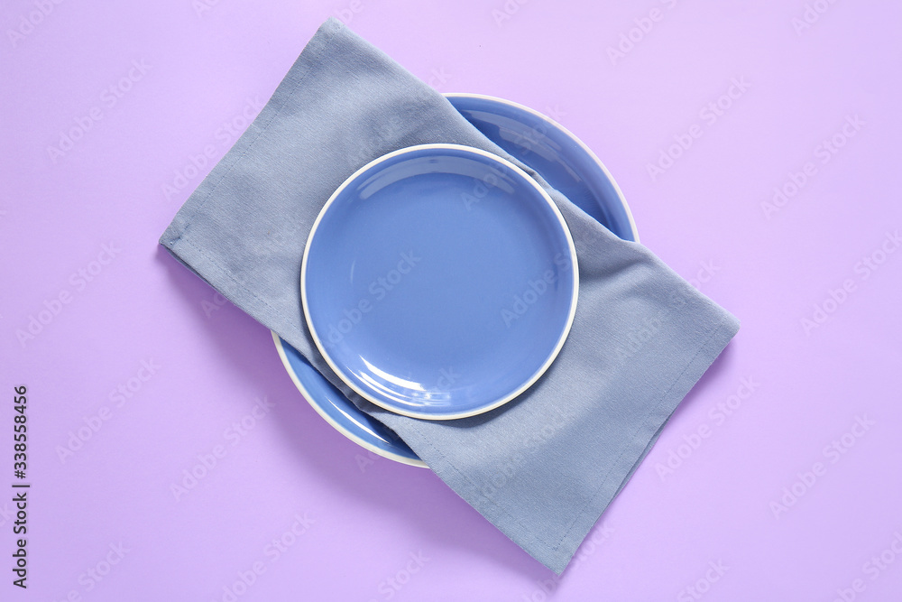 Clean plates on color background