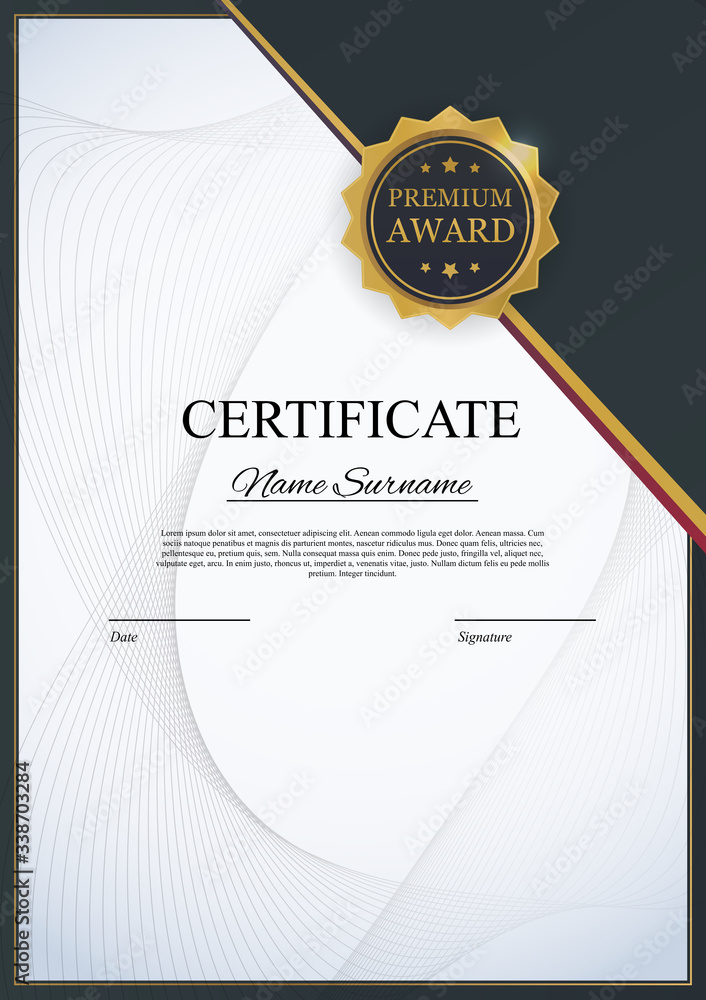 Certificate template Background. Award diploma design blank. Vector Illustration