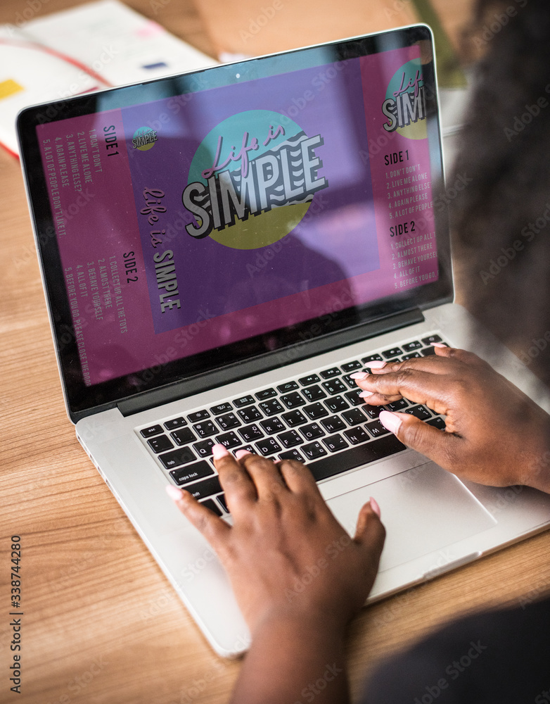 Woman working on a laptop