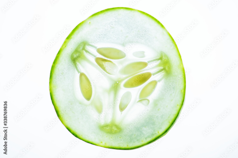 Slice of freshly cut cucumber