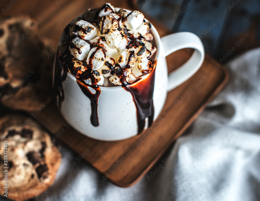 Hot chocolate drink with marshmallows