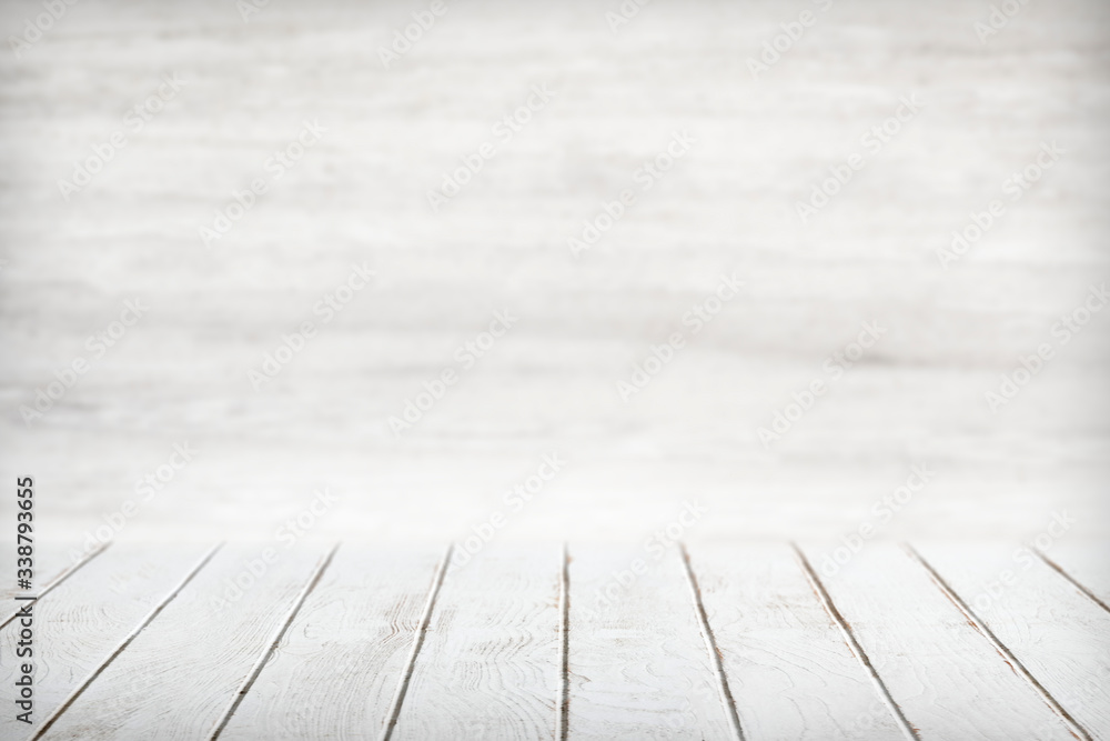 White wooden table background