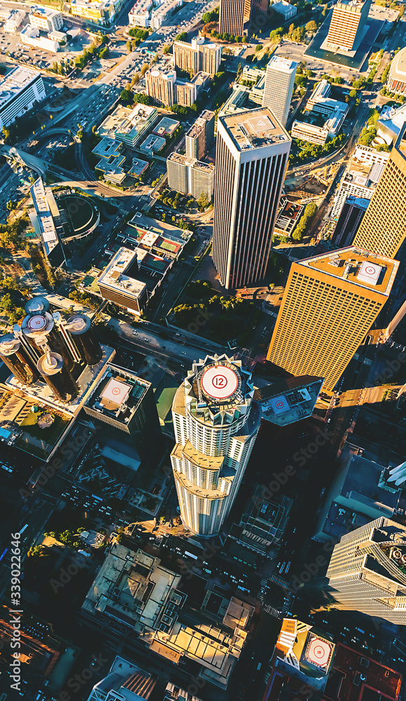 Aerial view of a Downtown Los Angeles